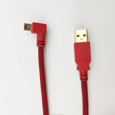 Czerwony Niestandardowy USB 2.0 USB Mężczyzna Do Prawego Rogu Mini Kabel USB Szybkie ładowanie